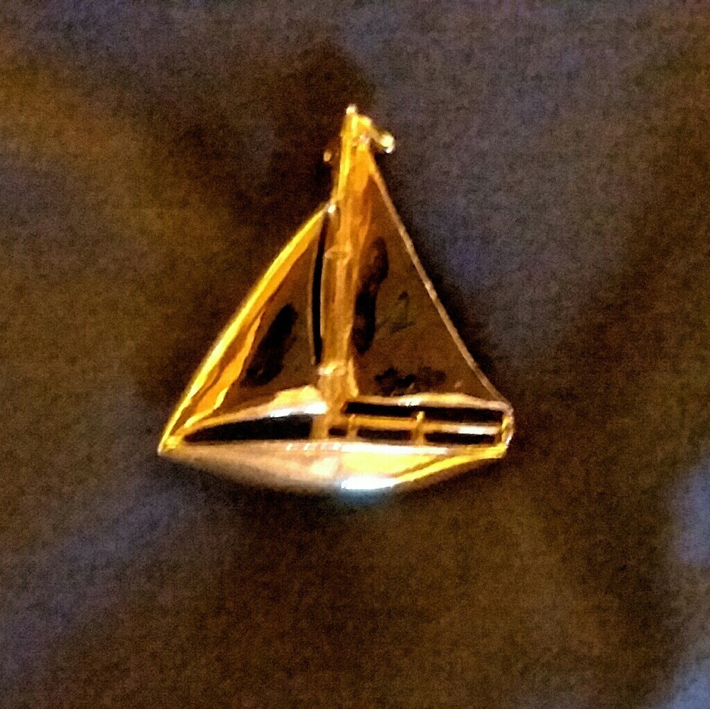 Vintage gold sailboat brooch GUC REDUCED SHIPPING